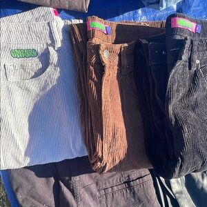 Corduroy Flare & Wide Leg Jeans - Brown, Black,Grey